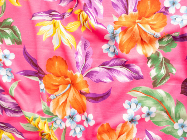 European Designer Deadstock – Viscose/Polyester/Spandex Jersey – Tropical Floral - Pink