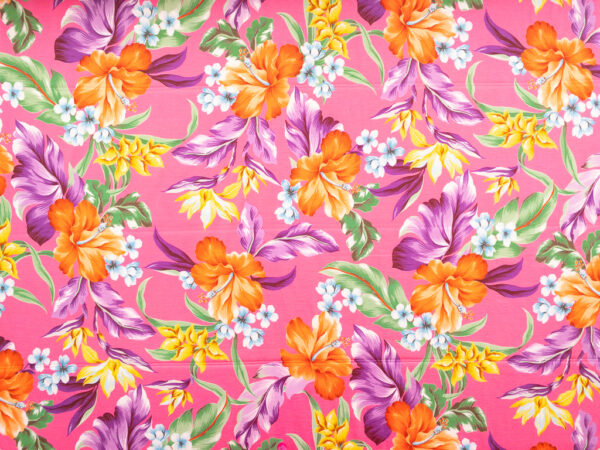 European Designer Deadstock – Viscose/Polyester/Spandex Jersey – Tropical Floral - Pink