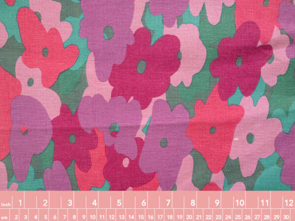 Designer Deadstock - Cotton/Spandex Stretch Twill - Funky Floral - Pink/Purple