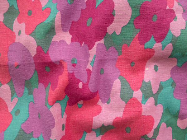 Designer Deadstock - Cotton/Spandex Stretch Twill - Funky Floral - Pink/Purple