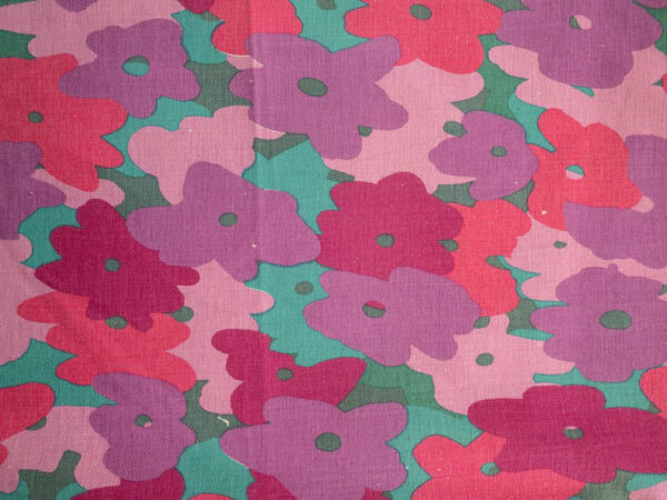 Designer Deadstock - Cotton/Spandex Stretch Twill - Funky Floral - Pink/Purple