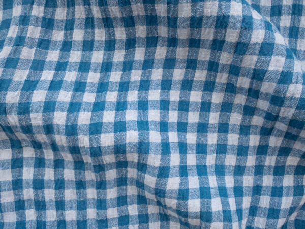 Yarn Dyed Linen - Crinkle Gingham - Ocean/White