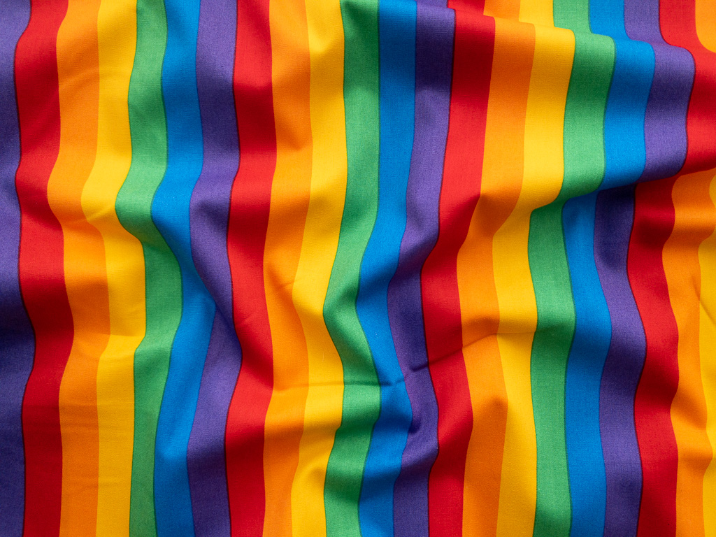 Novelty Cotton Fabric Rainbow Stripe