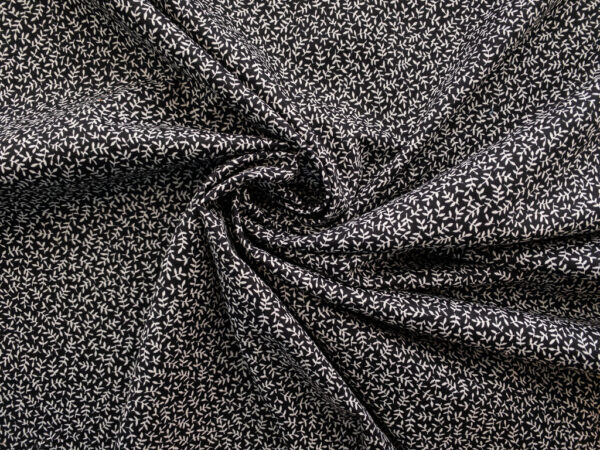 European Designer Deadstock - Cotton Sheeting - Ditsy Leaves - Deep Navy