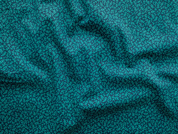 European Designer Deadstock - Cotton Sheeting - Ditsy Leaves - Teal