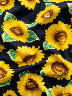 European Designer Deadstock - Cotton Sheeting - Sunflowers - Navy/Yellow