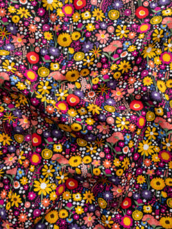 European Designer Deadstock - Cotton Sheeting - Tiny Floral - Yellow/Purple