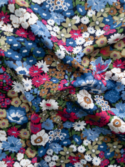 European Designer Deadstock - Cotton Sheeting - Dense Floral - Blue