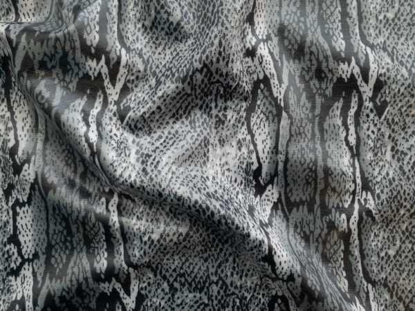 European Designer Deadstock - Coated Viscose/Polyester Ponte - Snakeskin - Grey