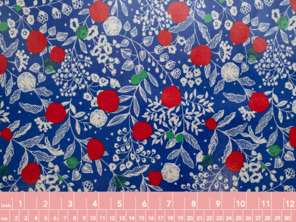 Echino - Laminated Linen/Cotton Canvas - Floral - Cobalt