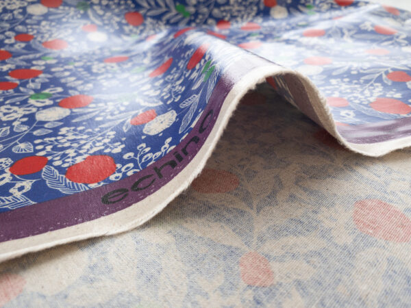 Echino - Laminated Linen/Cotton Canvas - Floral - Cobalt