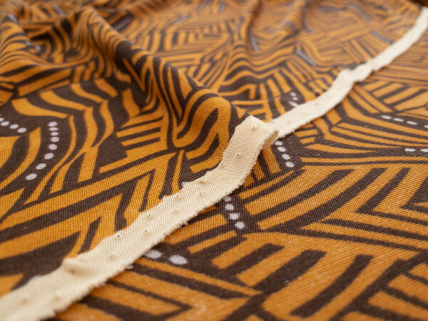 Designer Deadstock - Silk Jersey - Geo - Orange/Brown