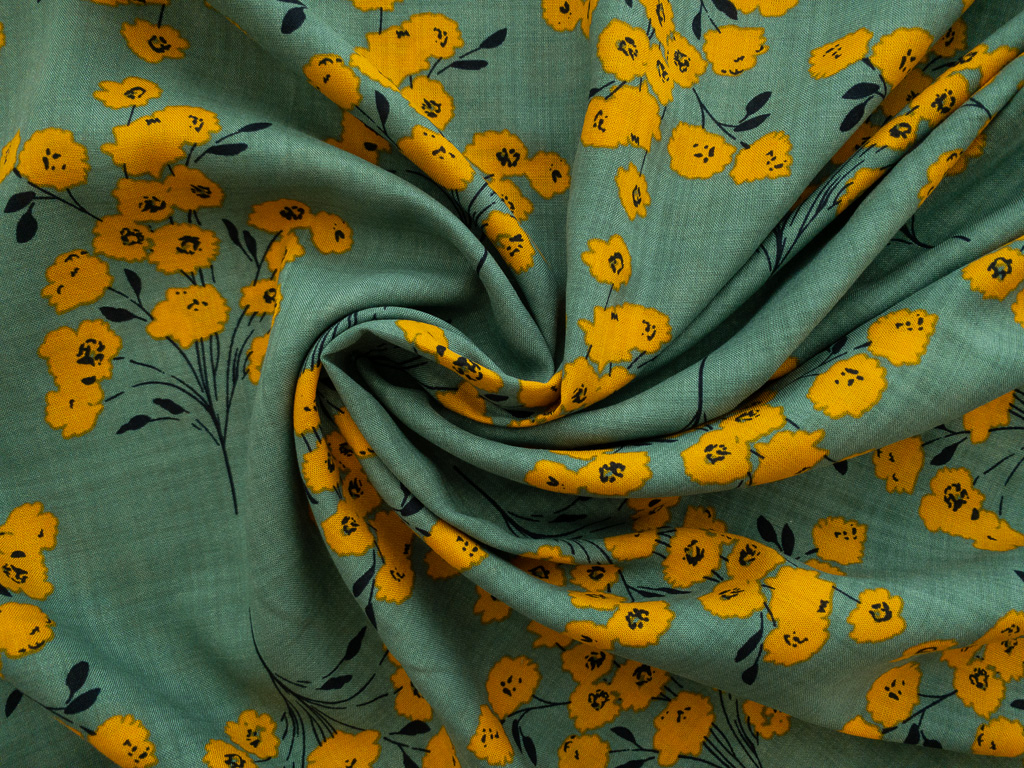 cotton lawn dress fabric Made in Japan Ditsy Floral Printed - Baby Yellow/Blue/Peach/Green Durable cotton Barcelonetta | Cotton Lawn Fabric