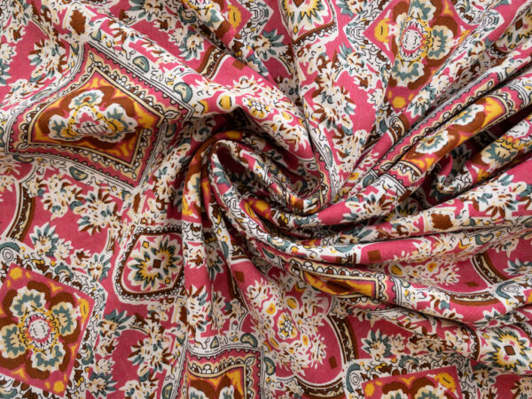 Designer Deadstock – Cotton Lawn - Floral Tiles - Red - Stonemountain ...