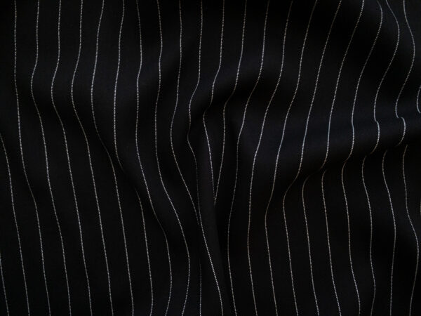 Designer Deadstock - Rayon Twill - Pinstripe - Black