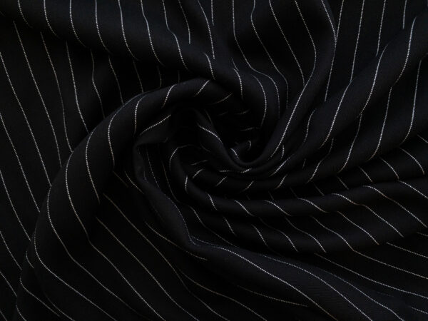 Designer Deadstock - Rayon Twill - Pinstripe - Black