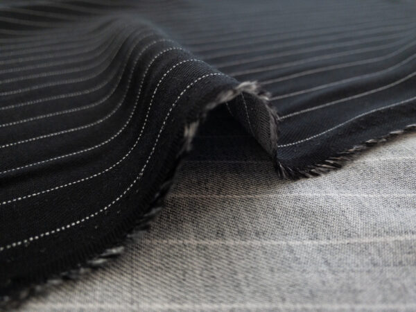 Designer Deadstock - Rayon Twill - Pinstripe - Black