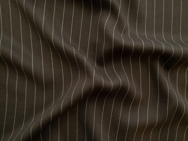 Designer Deadstock - Rayon Twill - Pinstripe - Brown