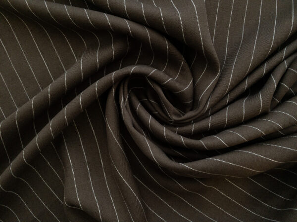 Designer Deadstock - Rayon Twill - Pinstripe - Brown