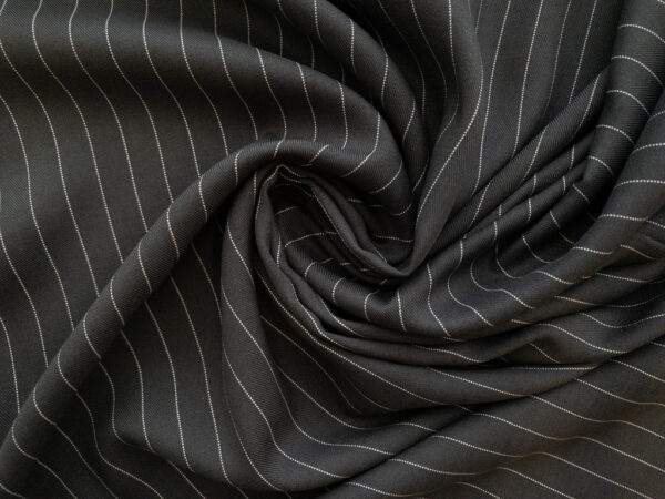 Designer Deadstock - Rayon Twill - Pinstripe - Grey