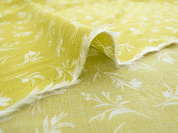 Designer Deadstock - Rayon Challis - Small Blooms - Citron