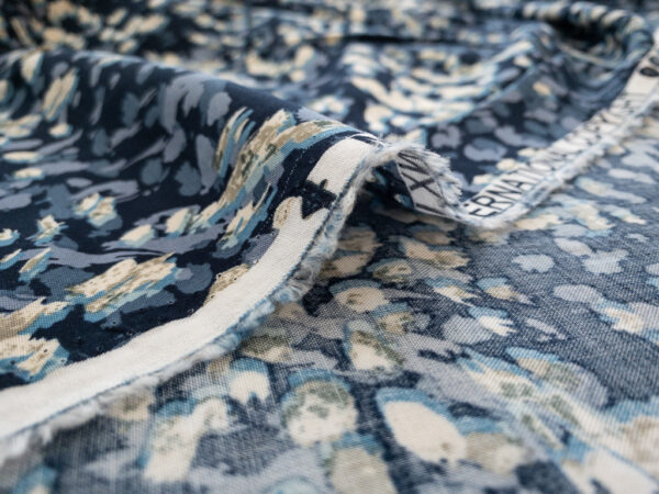 Designer Deadstock - Rayon Challis - Paint Splatter - Blue