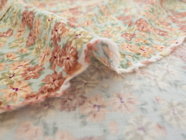 Designer Deadstock - Rayon Challis - Ditsy Garden - Mint