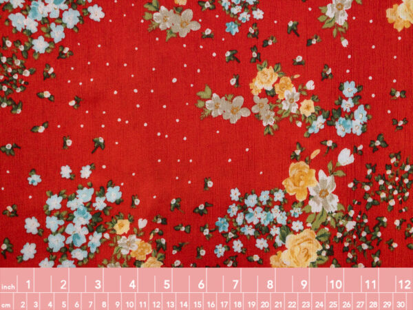 Designer Deadstock - Rayon Crinkle Gauze - Bouquet - Red