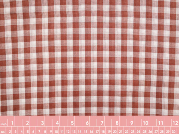 Atelier Brunette - Cotton Double Gauze - Gingham - Off-White/Chestnut