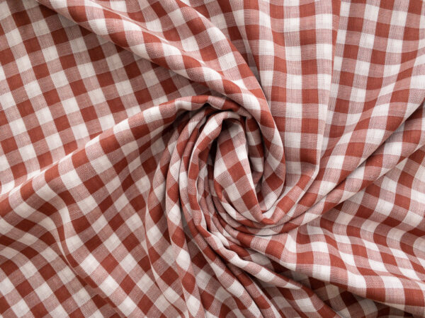 Atelier Brunette - Cotton Double Gauze - Gingham - Off-White/Chestnut