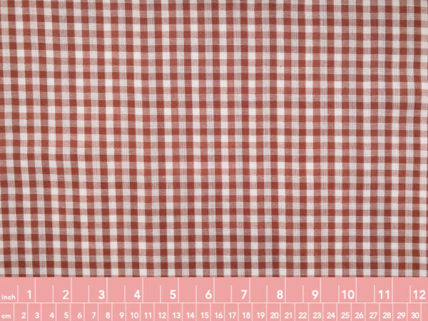 Atelier Brunette - Cotton Double Gauze - Gingham - Off-White/Chestnut