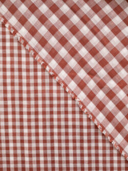 Atelier Brunette - Cotton Double Gauze - Gingham - Off-White/Chestnut