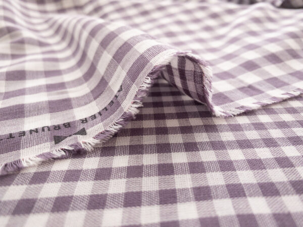 Atelier Brunette - Cotton Double Gauze - Gingham - Off-White/Divine Parma