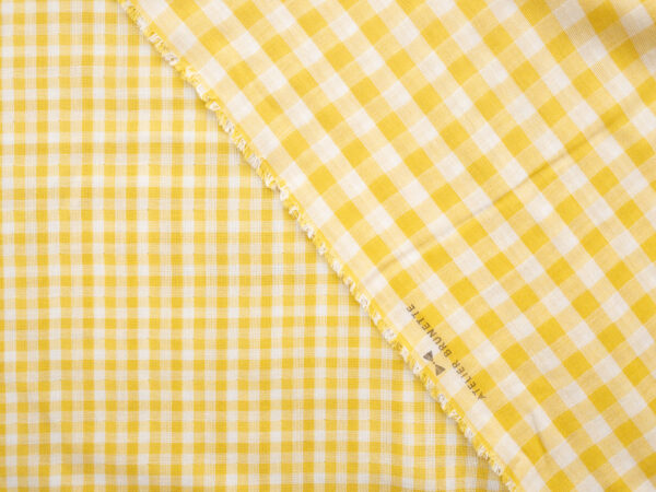 Atelier Brunette - Cotton Double Gauze - Gingham - Off-White/Lemon