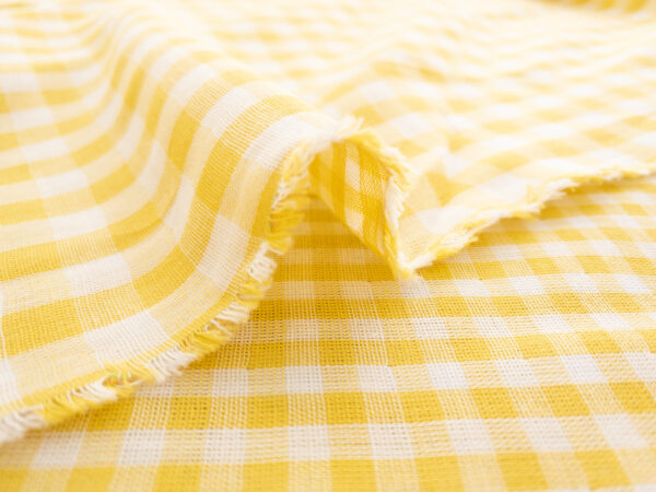 Atelier Brunette - Cotton Double Gauze - Gingham - Off-White/Lemon