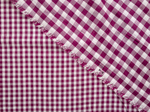 Atelier Brunette - Cotton Double Gauze - Gingham - Off-White/Dahlia