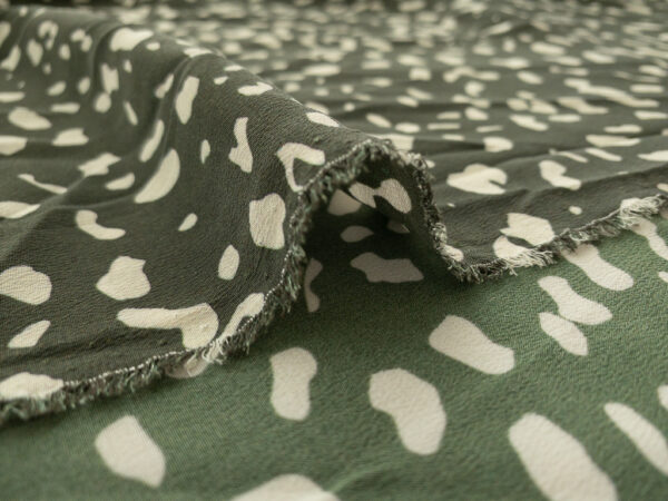 Amour Vert - Sandwashed Silk Crepe de Chine - Scattered Spots - Olive