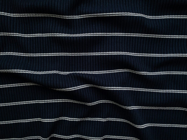 Amour Vert – Modal/Spandex Rib Knit – Ora Stripe - Navy/White