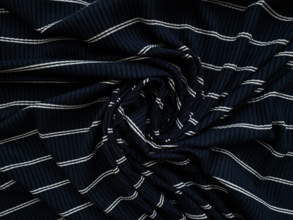 Amour Vert – Modal/Spandex Rib Knit – Ora Stripe - Navy/White