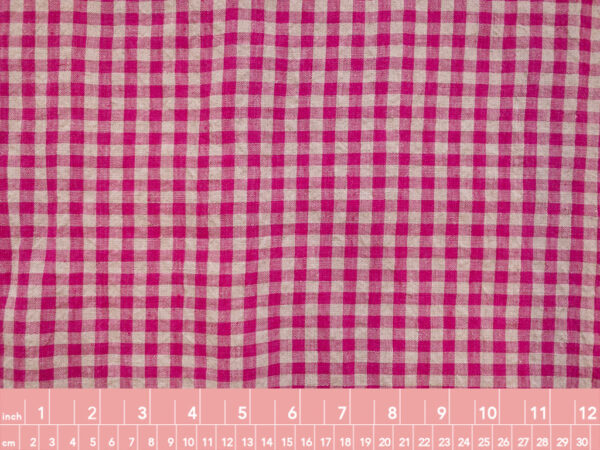 Yarn Dyed Linen - Gingham - Fuchsia/Natural