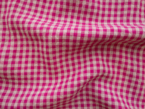 Yarn Dyed Linen - Gingham - Fuchsia/Natural