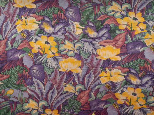 European Designer Deadstock - Wool/Viscose Lightweight Jersey - Tropical Floral - Purple