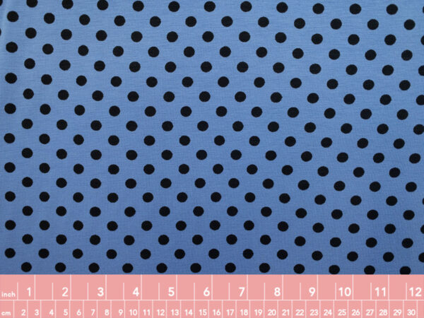 European Designer Deadstock - Viscose/Spandex Polka Dot Jersey - Periwinkle/Black