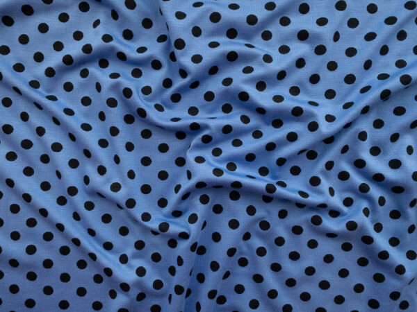 European Designer Deadstock - Viscose/Spandex Polka Dot Jersey - Periwinkle/Black