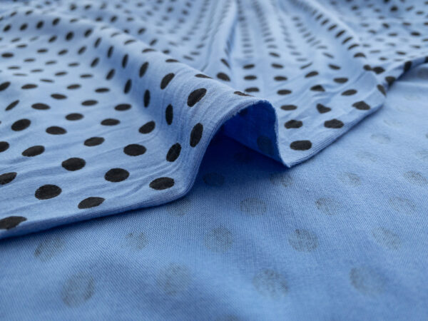 European Designer Deadstock - Viscose/Spandex Polka Dot Jersey - Periwinkle/Black