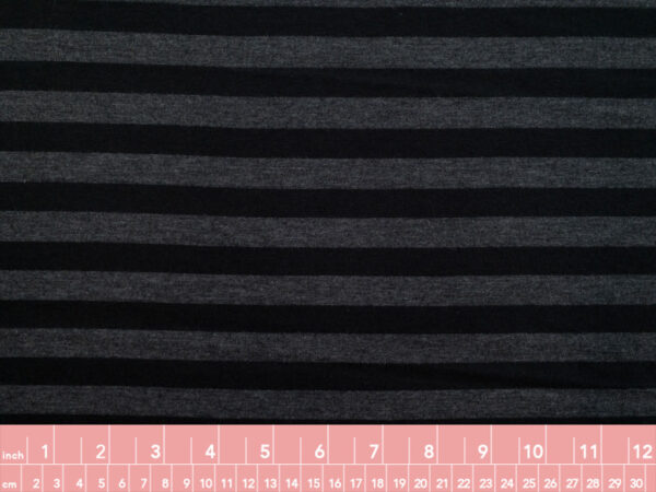 European Designer Deadstock - Cotton/Viscose Stripe Jersey - Black/Grey