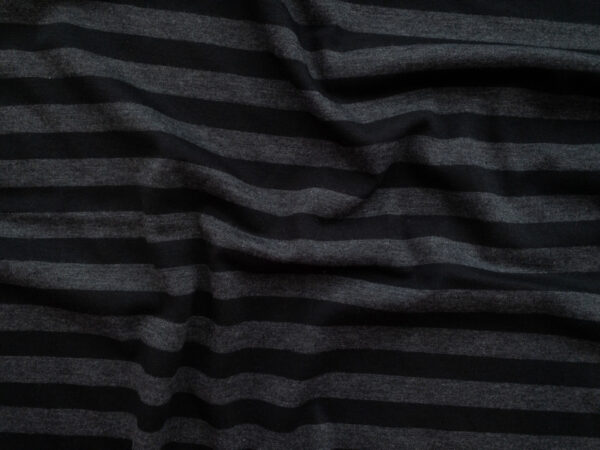 European Designer Deadstock - Cotton/Viscose Stripe Jersey - Black/Grey