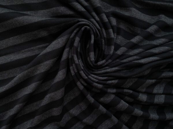 European Designer Deadstock - Cotton/Viscose Stripe Jersey - Black/Grey