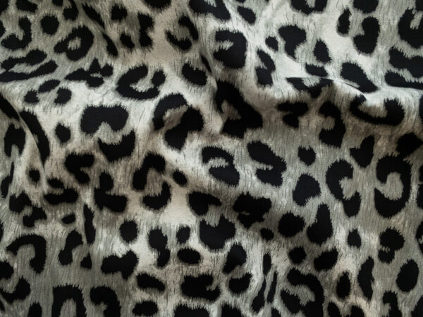 Lady McElroy - Cotton/Spandex Stretch Sateen -Leopard Print - Black/Grey