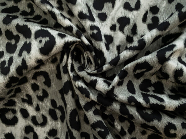 Lady McElroy - Cotton/Spandex Stretch Sateen -Leopard Print - Black/Grey